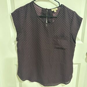 Lily White Plum Polka Dot Cap Sleeve Blouse
